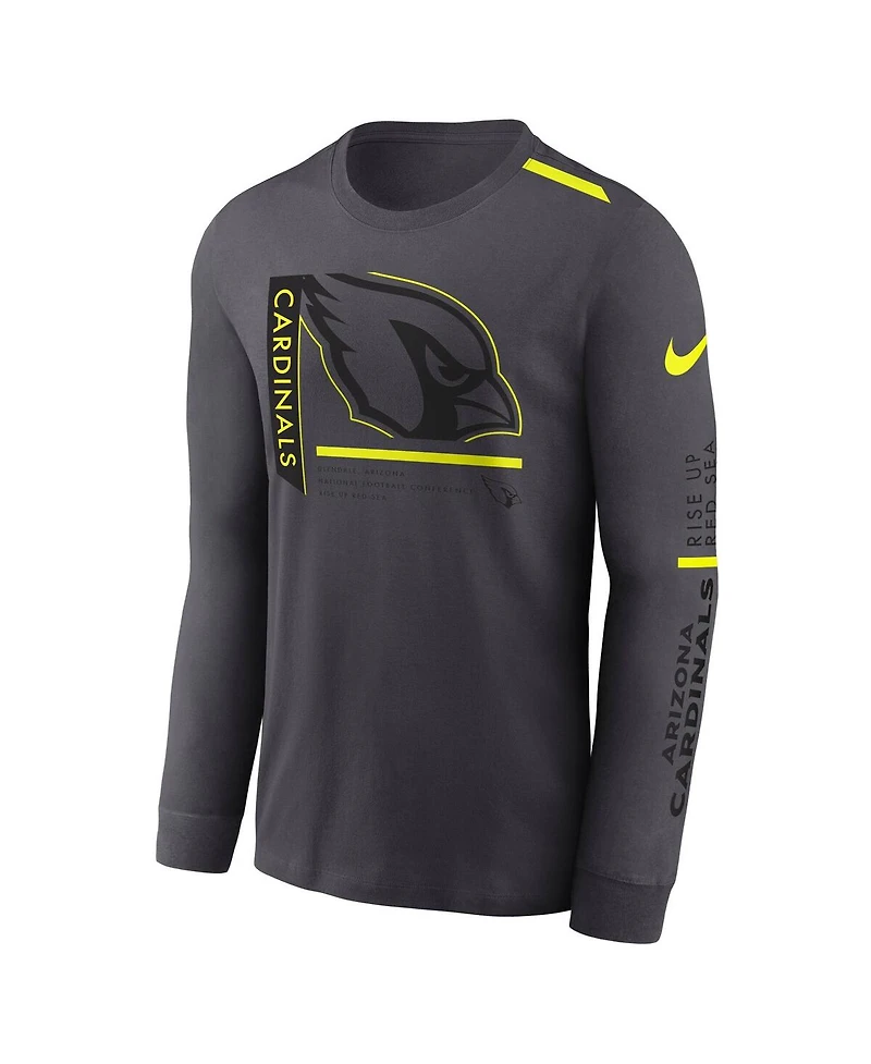 Nike Men's Anthracite Arizona Cardinals Volt Performance Long Sleeve T-Shirt