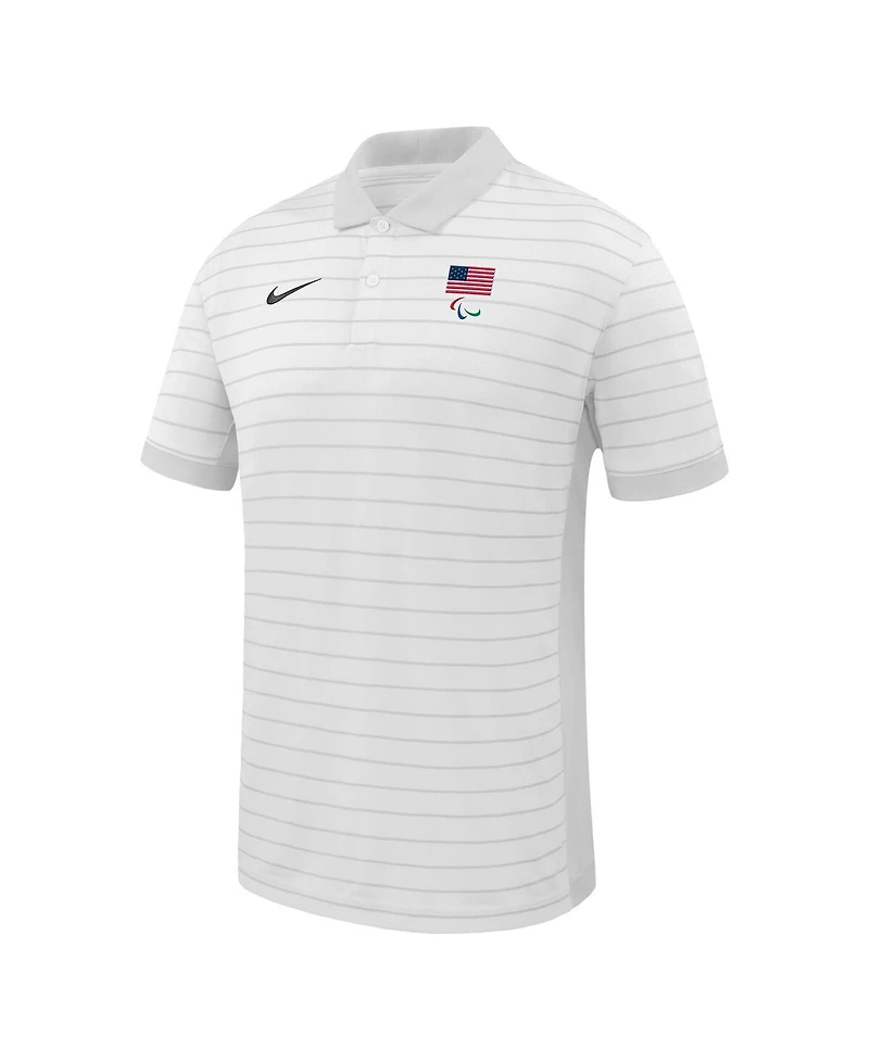 Nike Men's White U.s. Paralympics Team Victory Stripe Performance Polo Shirt