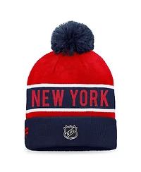 Fanatics Men's Red/Navy New York Rangers Authentic Pro Rink Cuffed Knit Pom with Hat