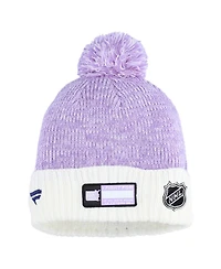 Fanatics Men's Lavender/White New Jersey Devils Hockey Fights Cancer Cuffed Knit Pom with Hat