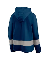 Fanatics Women's Navy/Gray Houston Texans Huddle Up Fundamental Fleece Color Block Pullover Hoodie