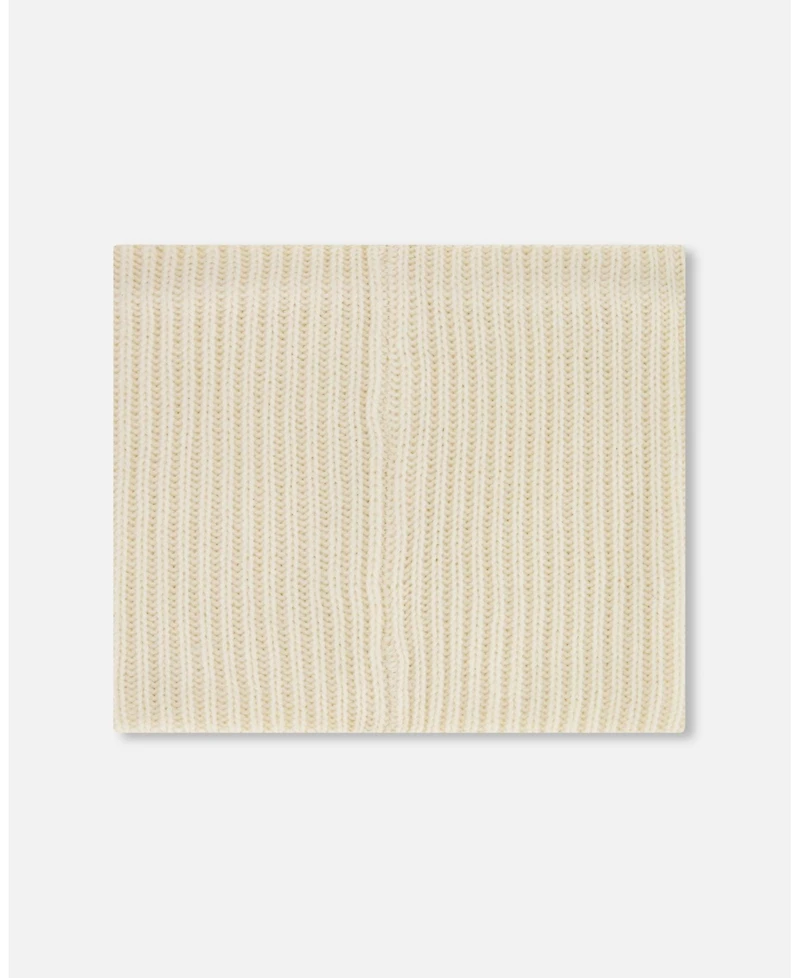 Deux par Deux Baby Unisex Mid-Season Knit Neck Warmer Off-White - Baby