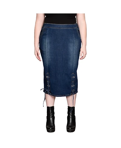 Plus Women's High Waist Denim Pencil Skirt