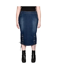 Plus Women's High Waist Denim Pencil Skirt