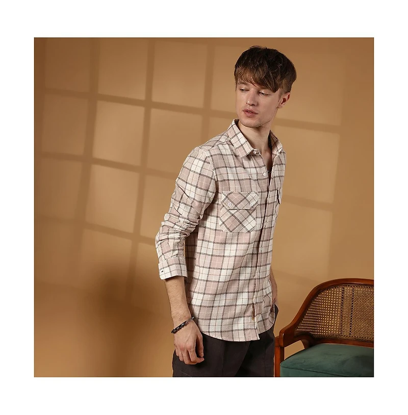 Campus Sutra Men's Buffalo Check Utility Shirt