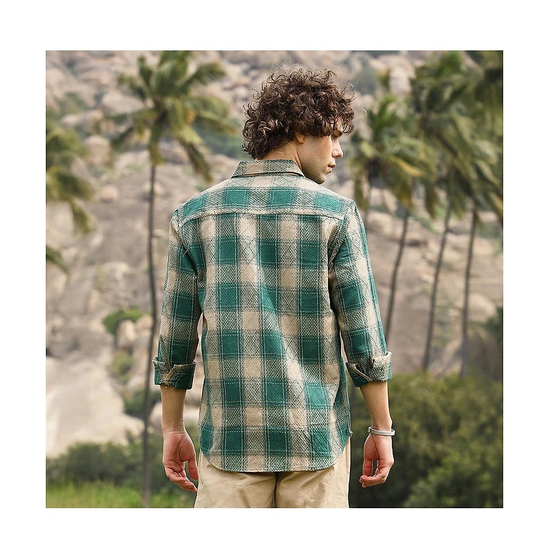 Campus Sutra Men's Buffalo Check Utility Shirt