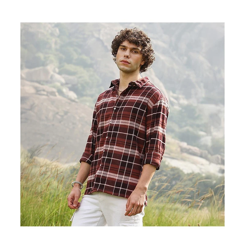 Campus Sutra Men's Tartan Plaid Shacket