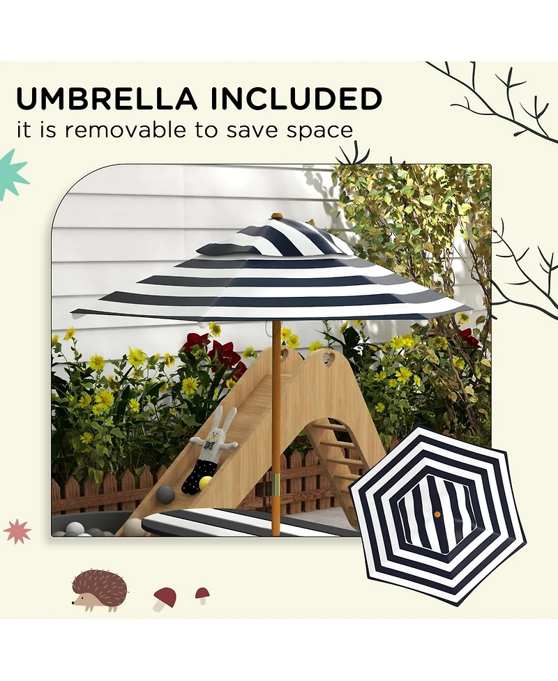 Outsunny Kids Picnic Table Set w/ Removable Umbrella for 4 Age 3-8 Years