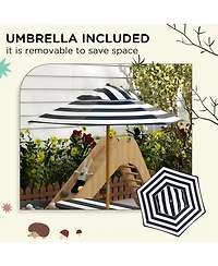 Outsunny Kids Picnic Table Set w/ Removable Umbrella for 4 Age 3-8 Years