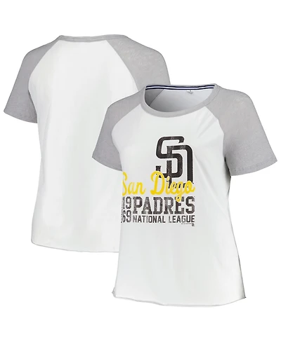Soft As A Grape Women's White San Diego Padres Plus Size Baseball Raglan T-Shirt