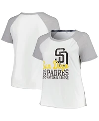 Soft As A Grape Women's White San Diego Padres Plus Size Baseball Raglan T-Shirt