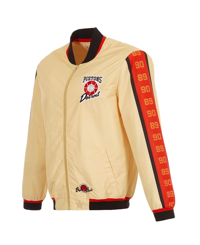 Jh Design Men's Tan Detroit Pistons 2024/25 City Edition Full-Zip Nylon Bomber Jacket