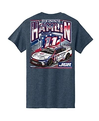 Joe Gibbs Racing Team Collection Men's Heather Navy Denny Hamlin National Debt Relief Car T-Shirt