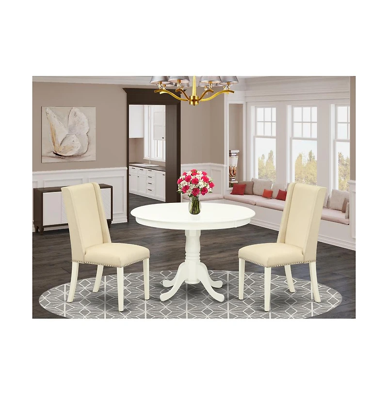 East West Furniture Dining Room Set Linen White