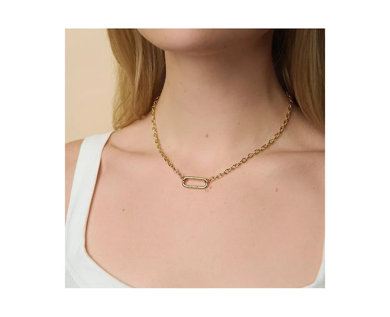 Little Sky Stone 14K Gold Plated Oval Link Connector Necklace