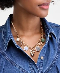 On 34th Womens Brushed Plaid Double Breasted Coat Denim Ruffle Shirt Released Hem Jeans Necklace Margoe Square Toe Booties Macys Exclusive