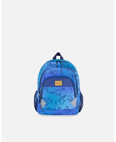Deux par Deux Boy Little Kids Backpack Blue Gradient Dinosaur Print - Toddler|Child