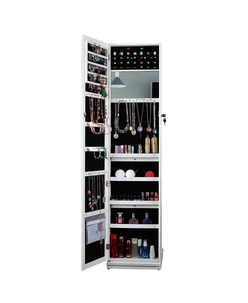 Casainc Full Length Mirror Bathroom Swivel Jewelry Cabinet