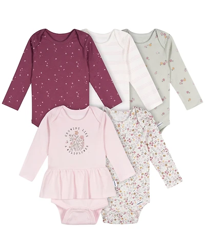 Gerber Baby Girls' 5-Pack Long Sleeve Bodysuits