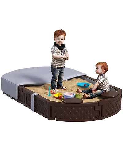 Qaba Oval Kids box with Cover, 4 Seats, Bottom Liner,