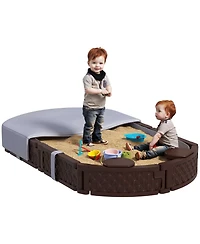Qaba Oval Kids box with Cover, 4 Seats, Bottom Liner,