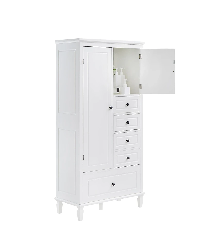 Casainc Tall and Wide Storage Cabinet with Doors, Four Drawers, Adjustable Shelves for Bathroom/Office
