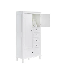 Casainc Tall and Wide Storage Cabinet with Doors, Four Drawers, Adjustable Shelves for Bathroom/Office