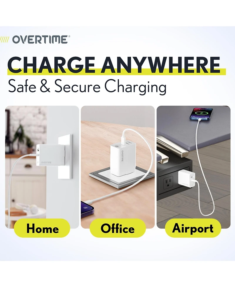 Overtime Lightning to C Cable: Dual Usb-c PD20W & Usb-a Car Charger (OHC10ICX2)
