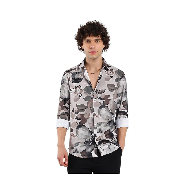 Campus Sutra Artistic Foliage Shirt