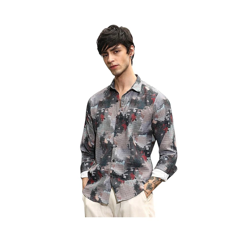 Campus Sutra Men's Artistic-Blur Shirt