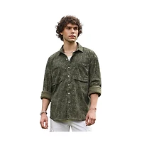 Campus Sutra Men's Faded Corduroy Oversized Shirt