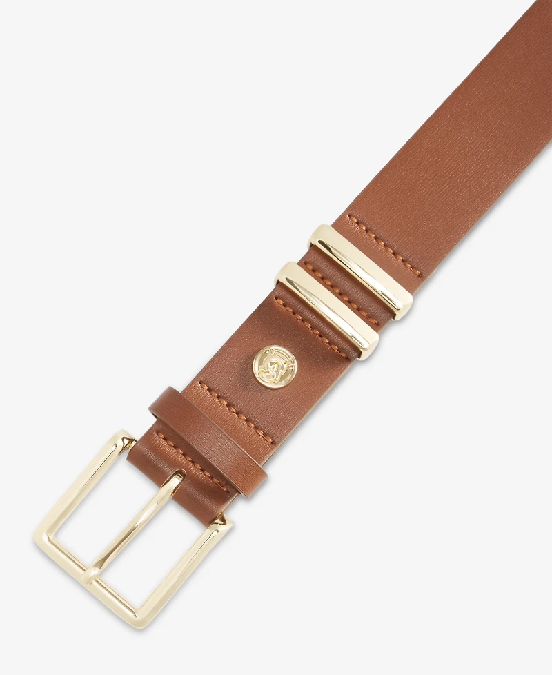Steve Madden Textured Faux-Leather Double-Keeper Belt