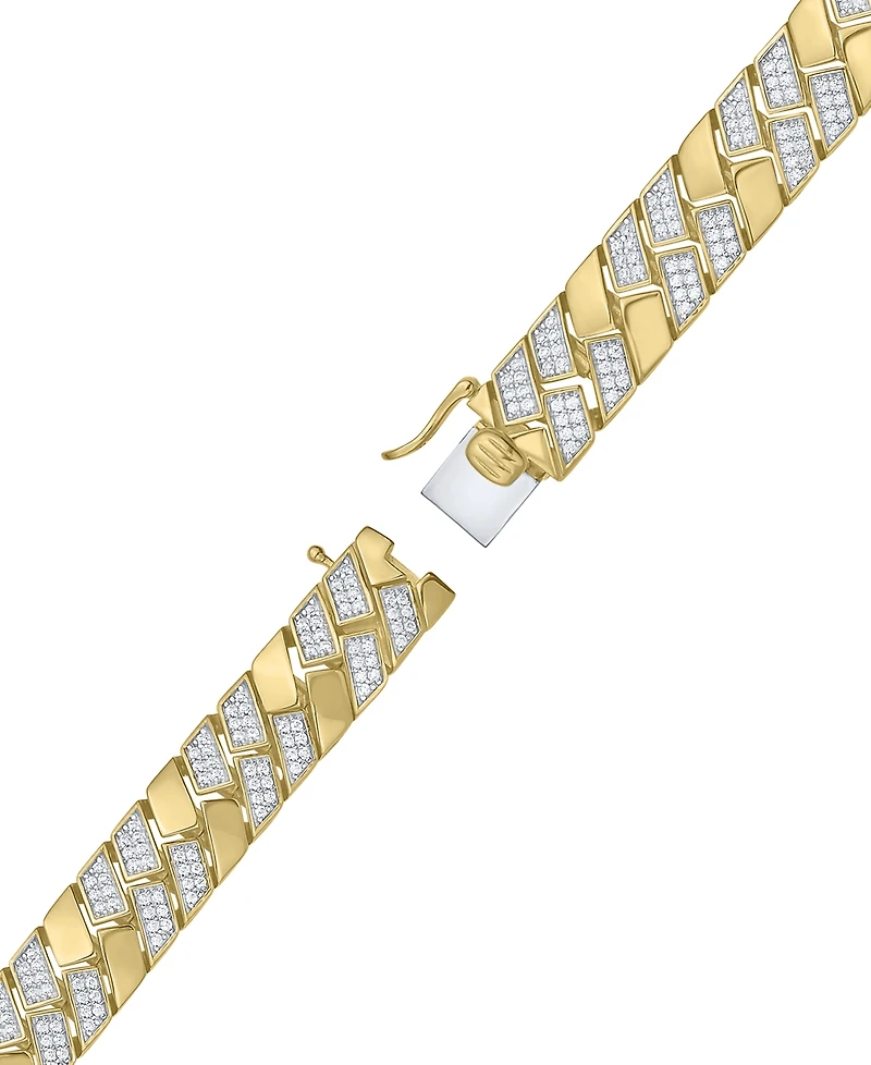 Men's Diamond Pave Cluster Square Link Bracelet (2 ct. t.w.) in 14k Gold-Plated Sterling Silver