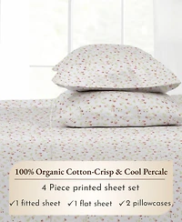 Printed Quatrefoil - 100% Organic Cotton Percale Sheets Full Set Deep Pocket,