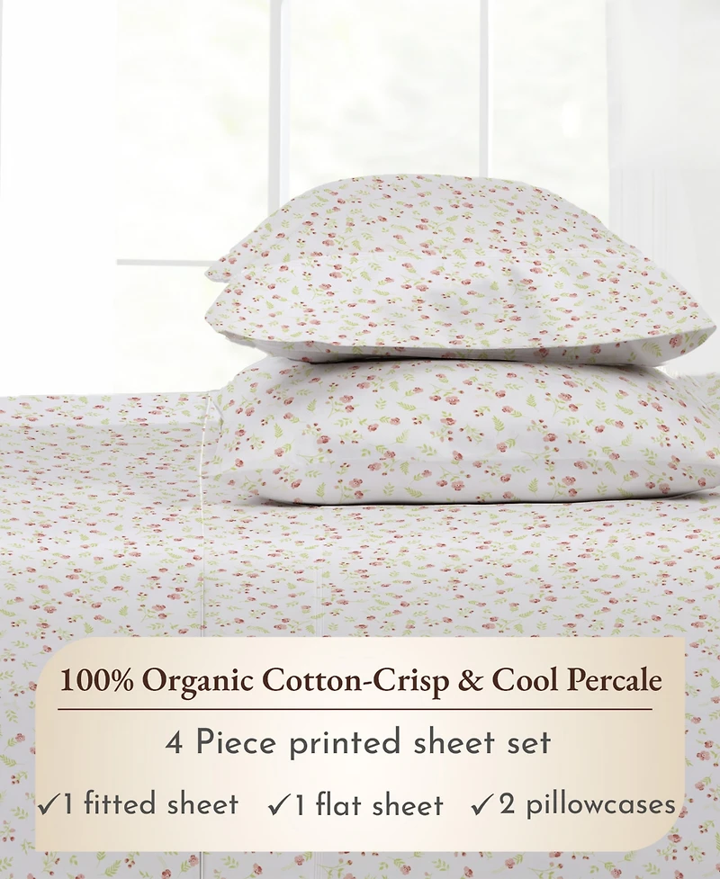 Printed Llama - 100% Organic Cotton Percale California King Bed Sheets Set - Deep Pocket, Gots Certified