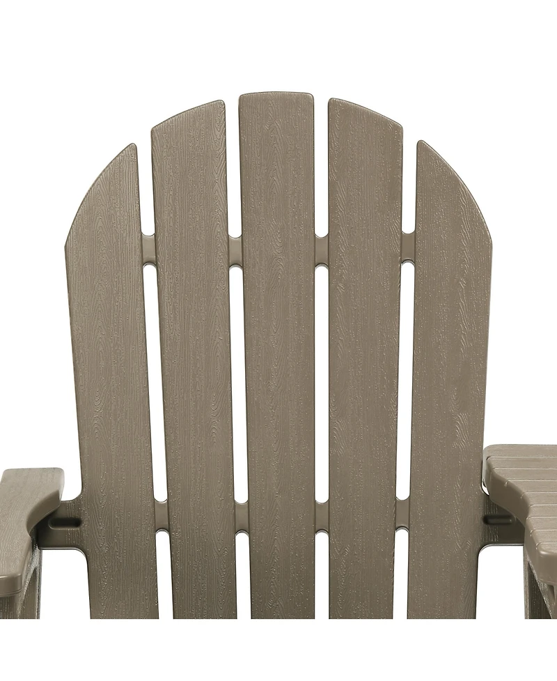 Outdoor Hdpe Adirondack Chairs With Connecting Table Tray (Set of 2)