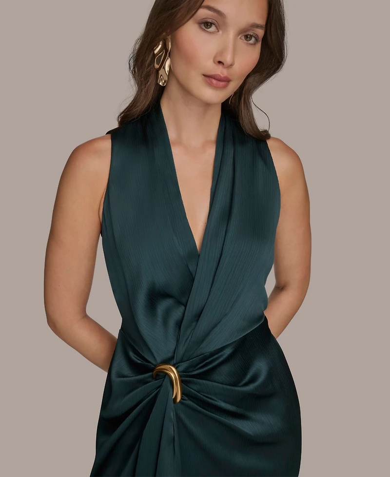 Donna Karan New York Women's Halter Neck Ruched Dress