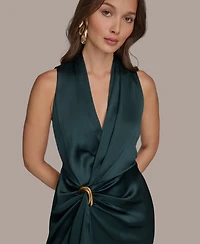 Donna Karan New York Women's Halter Neck Ruched Dress