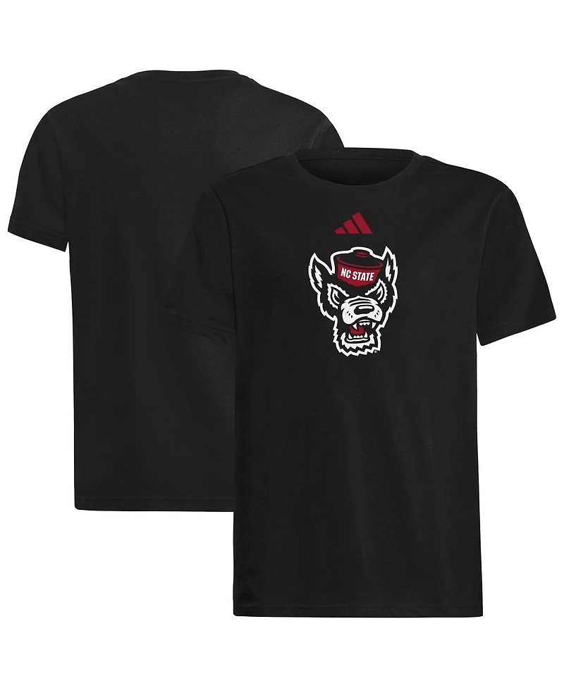 Adidas Big Boys and Girls Black Nc State Wolfpack 2023 Sideline Locker Room Logo Fresh T-Shirt