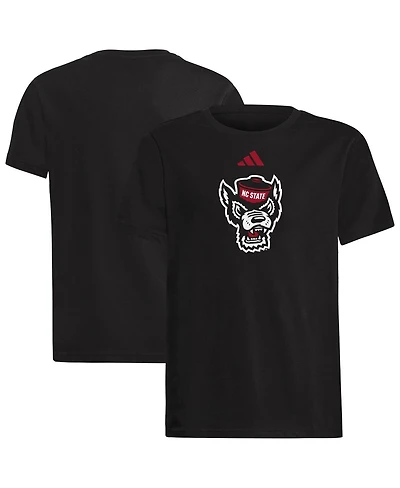 Adidas Big Boys and Girls Black Nc State Wolfpack 2023 Sideline Locker Room Logo Fresh T-Shirt
