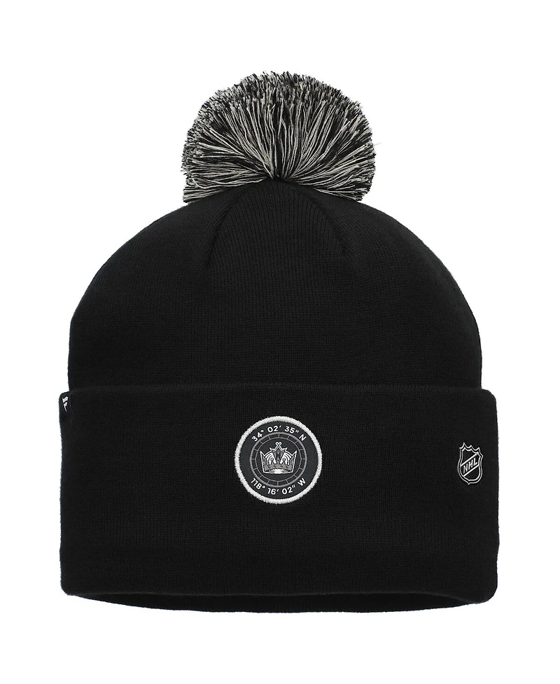 Fanatics Men's Black Los Angeles Kings Authentic Pro Draft Cuffed Pom with Knit Hat