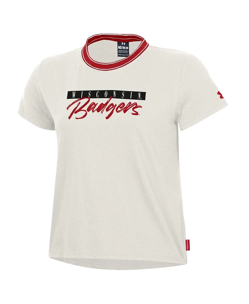 Under Armour Women's White Wisconsin Badgers Iconic T-Shirt