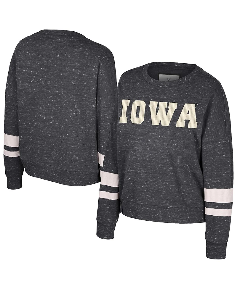 Colosseum Women's Black Iowa Hawkeyes Lost City Speckle Pullover Sweatshirt