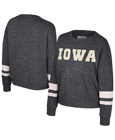 Colosseum Women's Black Iowa Hawkeyes Lost City Speckle Pullover Sweatshirt