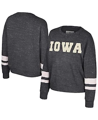 Colosseum Women's Black Iowa Hawkeyes Lost City Speckle Pullover Sweatshirt