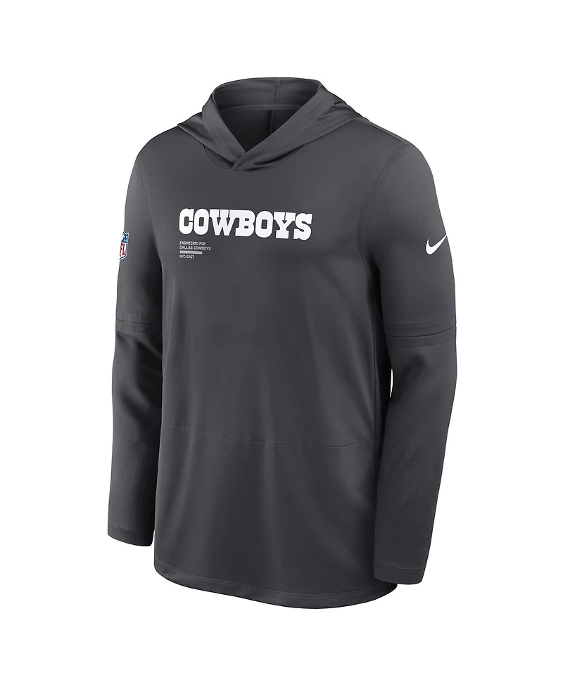 Nike Men's Anthracite Dallas Cowboys Sideline Pure Performance Long Sleeve Hoodie T-Shirt