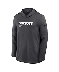Nike Men's Anthracite Dallas Cowboys Sideline Pure Performance Long Sleeve Hoodie T-Shirt