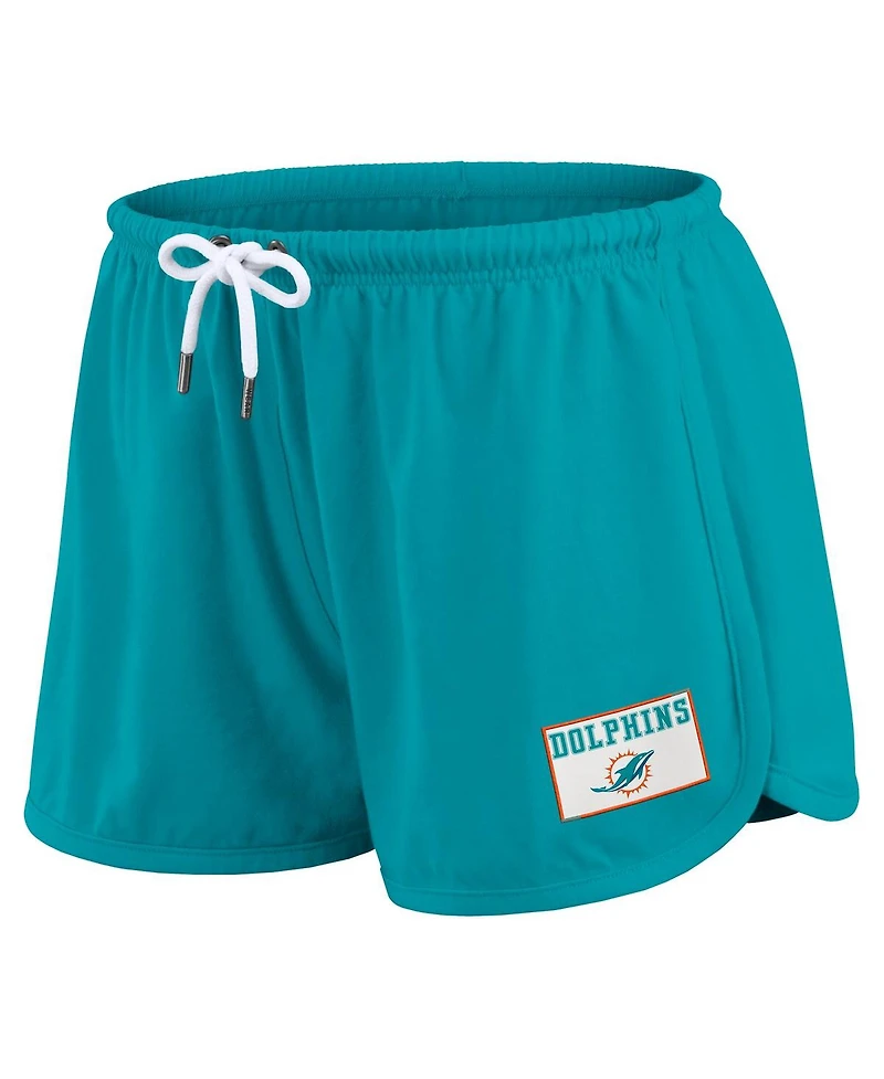 Wear by Erin Andrews Women's 2-Piece Aqua Miami Dolphins Heavy Rugby Jersey Long Sleeve T-Shirt and Shorts Lounge Set