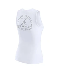 Wear by Erin Andrews Women's White Atlanta Braves Rib-Knit Henley Tank Top