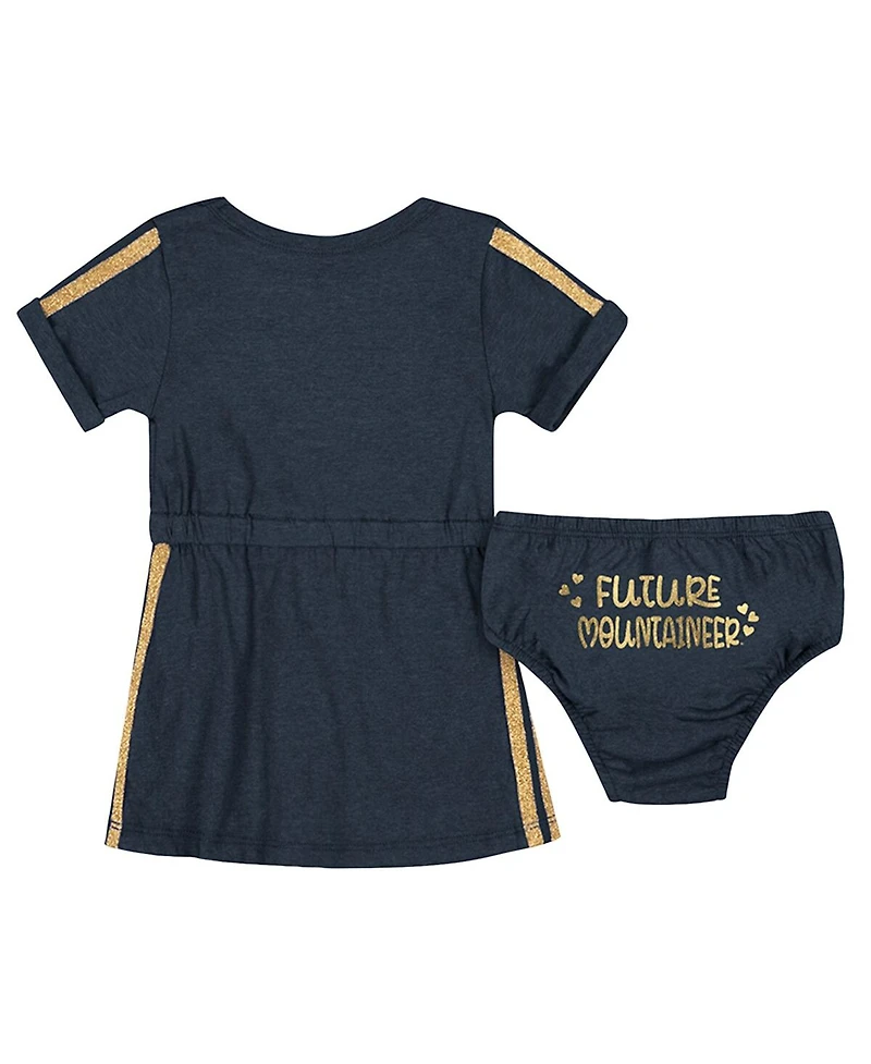 Colosseum Girls Baby Boys and Navy West Virginia Mountaineers Xur Dress Bloomer Set